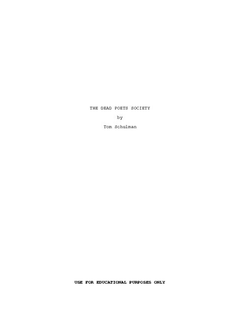 Tom Schulman – Dead Poets Society (Entire Script) .